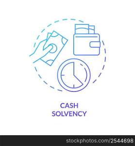 Cash solvency blue gradient concept icon. Assets and liabilities. Government budget balance abstract idea thin line illustration. Isolated outline drawing. Myriad Pro-Bold font used. Cash solvency blue gradient concept icon