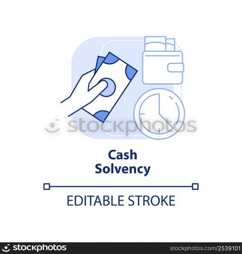 Cash solvency light blue concept icon. Assets and liabilities. Budget balance abstract idea thin line illustration. Isolated outline drawing. Editable stroke. Arial, Myriad Pro-Bold fonts used. Cash solvency light blue concept icon