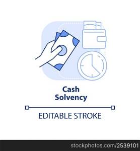 Cash solvency light blue concept icon. Assets and liabilities. Budget balance abstract idea thin line illustration. Isolated outline drawing. Editable stroke. Arial, Myriad Pro-Bold fonts used. Cash solvency light blue concept icon