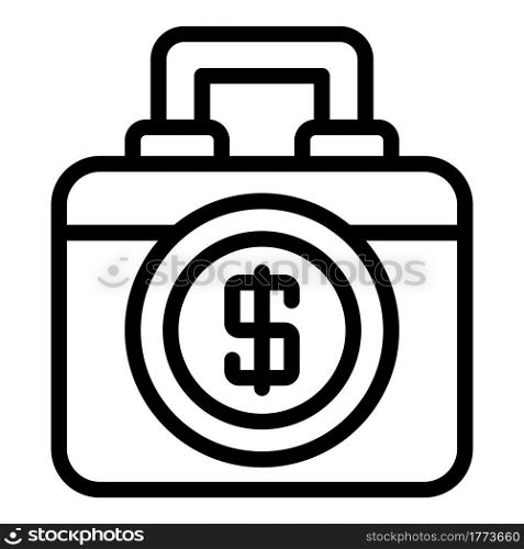 Cash suitcase icon. Outline Cash suitcase vector icon for web design isolated on white background. Cash suitcase icon, outline style
