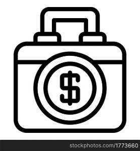 Cash suitcase icon. Outline Cash suitcase vector icon for web design isolated on white background. Cash suitcase icon, outline style