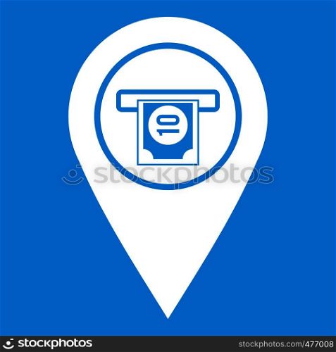 Cash terminal pointer icon white isolated on blue background vector illustration. Cash terminal pointer icon white