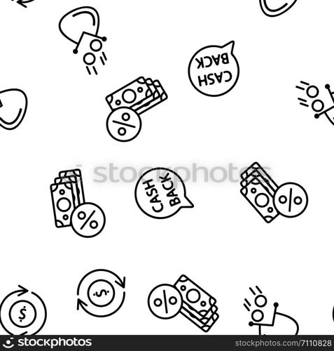 Cashback Service Seamless Pattern Vector Contour Illustration. Cashback Service Seamless Patternt Vector