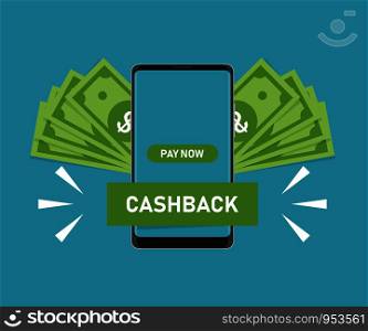 Cashback smartphone web banner in trendy flat style. Cashback banner concept. Money transaction online. EPS 10. Cashback smartphone web banner in trendy flat style. Cashback banner concept. Money transaction online.