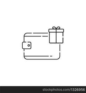 Cashback symbol in linear style. Wallet and gift on a white background. Vector EPS 10