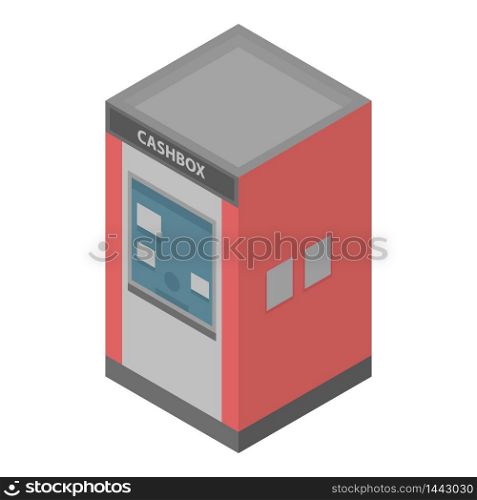 Cashbox icon. Isometric of cashbox vector icon for web design isolated on white background. Cashbox icon, isometric style