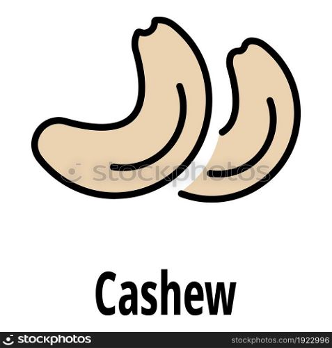 Cashew icon. Outline cashew vector icon color flat isolated on white. Cashew icon color outline vector