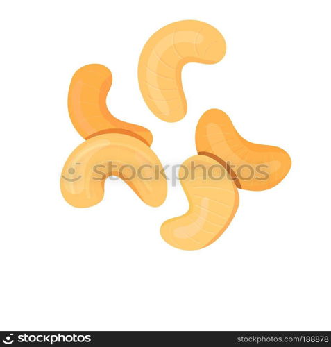 cashew nuts isolated on white background Abstract vector illustration whole ripe white and brown cashew nuts, For tag, label, food design, logo, cooking, cosmetics, menu, health care. Abstract vector illustration whole ripe white and brown cashew