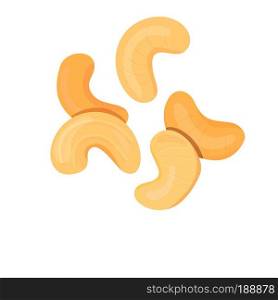 cashew nuts isolated on white background Abstract vector illustration whole ripe white and brown cashew nuts, For tag, label, food design, logo, cooking, cosmetics, menu, health care. Abstract vector illustration whole ripe white and brown cashew