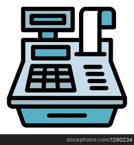 Cashier equipment icon. Outline cashier equipment vector icon for web design isolated on white background. Cashier equipment icon, outline style