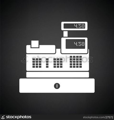 Cashier icon. Black background with white. Vector illustration.