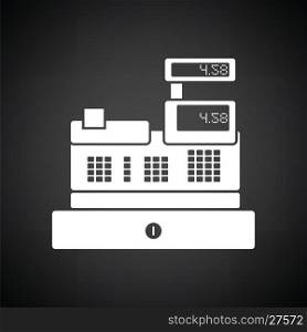 Cashier icon. Black background with white. Vector illustration.