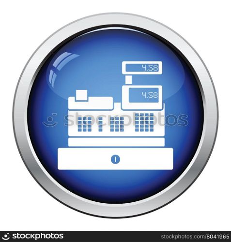 Cashier icon. Glossy button design. Vector illustration.