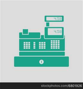 Cashier icon. Gray background with green. Vector illustration.