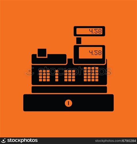 Cashier icon. Orange background with black. Vector illustration.