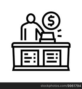 cashier seller at counter line icon vector. cashier seller at counter sign. isolated contour symbol black illustration. cashier seller at counter line icon vector illustration