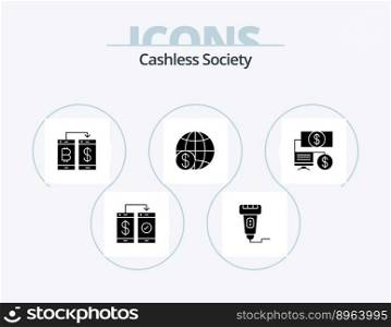 Cashless Society Glyph Icon Pack 5 Icon Design. money. finance. price. transfer. smartphone