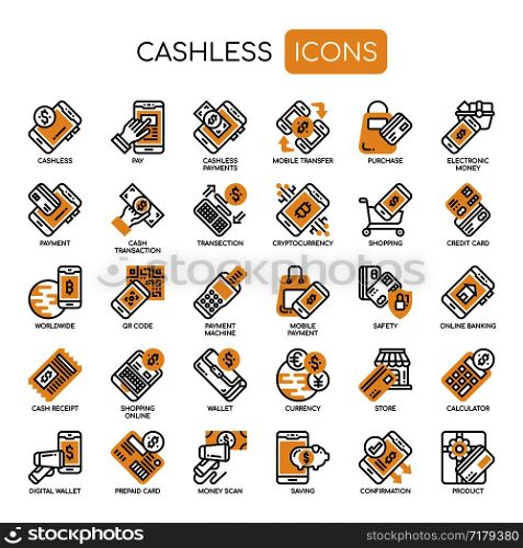 Cashless , Thin Line and Pixel Perfect Icons