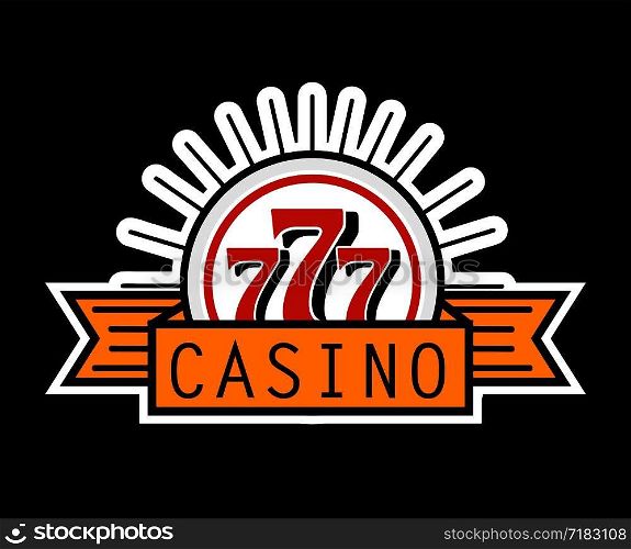 Casino 777 advertising banner isolated on white background. Place where you can test your luck and get profit. Spend money by gambling and win more. Gaming house promotion poster vector illustration.. Casino 777 advertising banner isolated on white background.