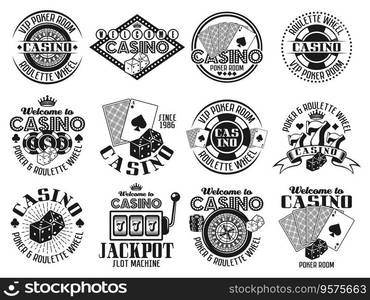 Casino and gambling emblems labels badges vector image