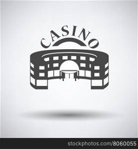 Casino building icon on gray background with round shadow. Vector illustration.