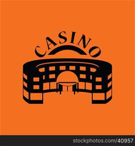 Casino building icon. Orange background with black. Vector illustration.
