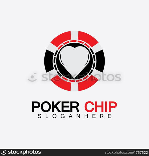 Casino chip icon, poker chip vector icon logo,Casino chips for poker or roulette.Vector illustration isolated on white background.