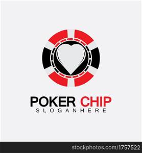Casino chip icon, poker chip vector icon logo,Casino chips for poker or roulette.Vector illustration isolated on white background.