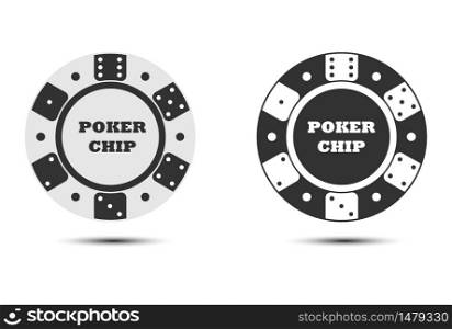 Casino chip with the inscription Poker chip. Vector illustration. Gambling theme. Isolated on a white background.. Simple design.