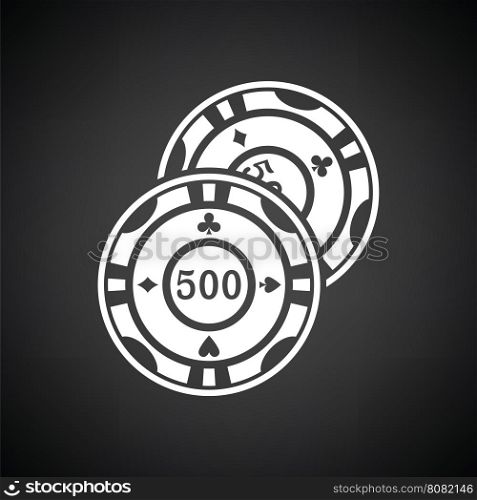 Casino chips icon. Black background with white. Vector illustration.