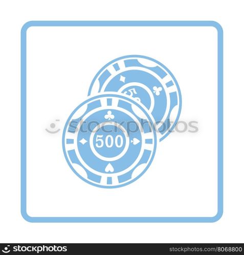 Casino chips icon. Blue frame design. Vector illustration.