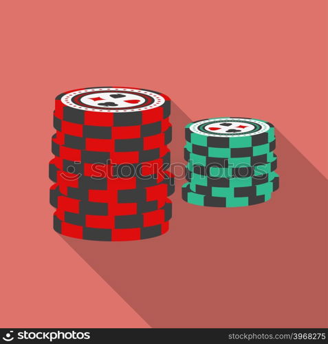 Casino chips icon. Modern Flat style with a long shadow. Casino chips icon. Modern Flat style