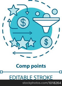 Casino comp points concept icon. Redeem points and bonuses idea thin line illustration. Cashback and reward offer. Loyalty reward program. Vector isolated outline drawing. Editable stroke