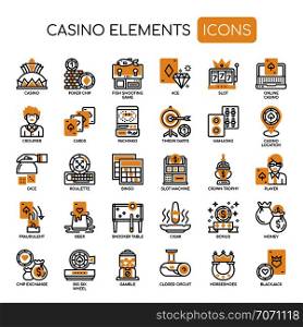 Casino Elements , Thin Line and Pixel Perfect Icons