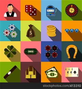 Casino flat icons set for web and mobile devices. Casino flat icons