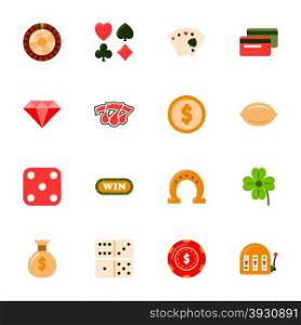 Casino flat icons set vector graphic illustration design. Casino flat icons set