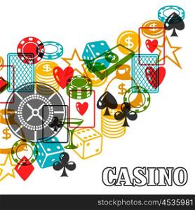 Casino gambling background design with game objects. Casino gambling background design with game objects.