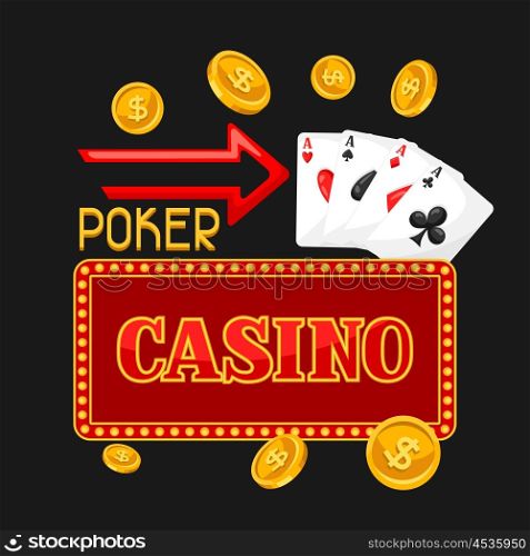 Casino gambling background or flyer with game objects. Casino gambling background or flyer with game objects.