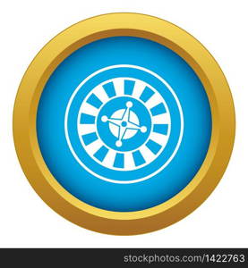 Casino gambling roulette icon blue vector isolated on white background for any design. Casino gambling roulette icon blue vector isolated