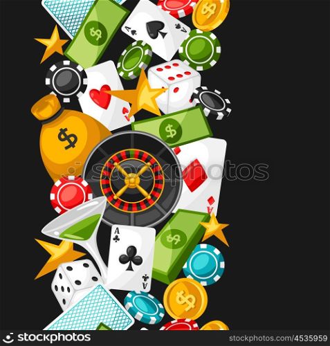 Casino gambling seamless pattern with game objects. Casino gambling seamless pattern with game objects.