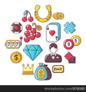 Casino icons set. Cartoon illustration of 16 casino vector icons for web. Casino icons set, cartoon style