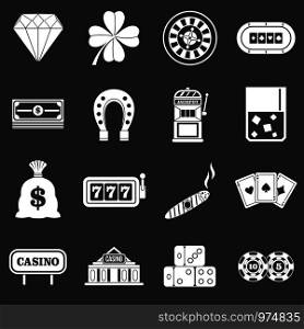 Casino icons set vector white isolated on grey background . Casino icons set grey vector