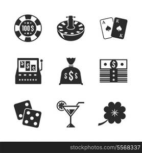 Casino iconset for design, contrast flat isolated vector illustration