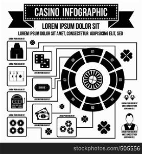 Casino infographic in flat simple for any design. Casino infographic, simple style
