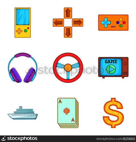 Casino jackpot icons set. Cartoon set of 9 casino jackpot vector icons for web isolated on white background. Casino jackpot icons set, cartoon style