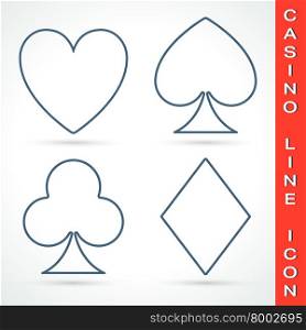Casino line icon. Casino line icon set. Poker club casino symbol. Playing cards elements. Casino games icon. Casino logo isolated. Vector illustration.