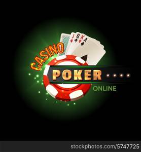Casino online poker traditional cards set for safe gambling getting cash money internet design poster vector illustration