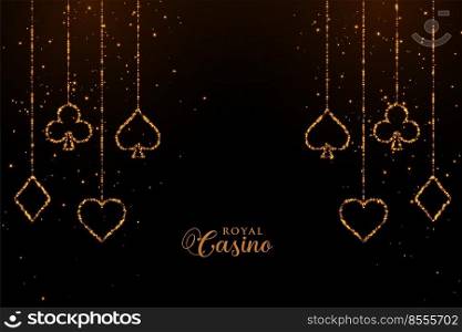 casino playing cards golden sparkle background design