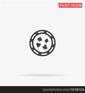 Casino, Poker Chip flat vector icon. Glyph style sign. Simple hand drawn illustrations symbol for concept infographics, designs projects, UI and UX, website or mobile application.. Casino, Poker Chip flat vector icon