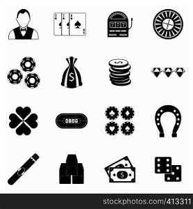 Casino simple icons set for web and mobile devices. Casino simple icons